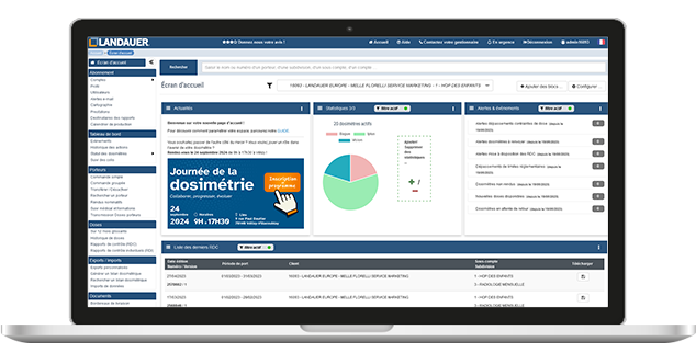 Ecran accueil dosimétrie en ligne
